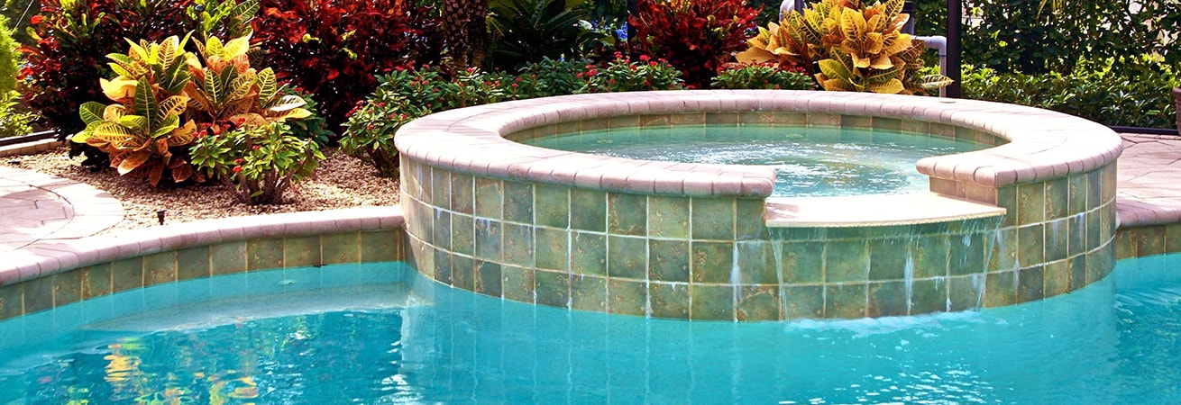 heated pool with hot tub