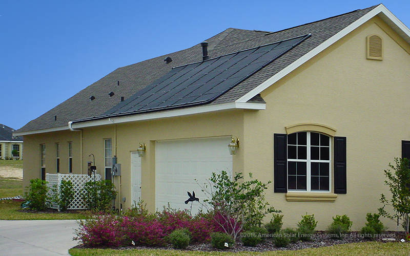 House with solar pool system